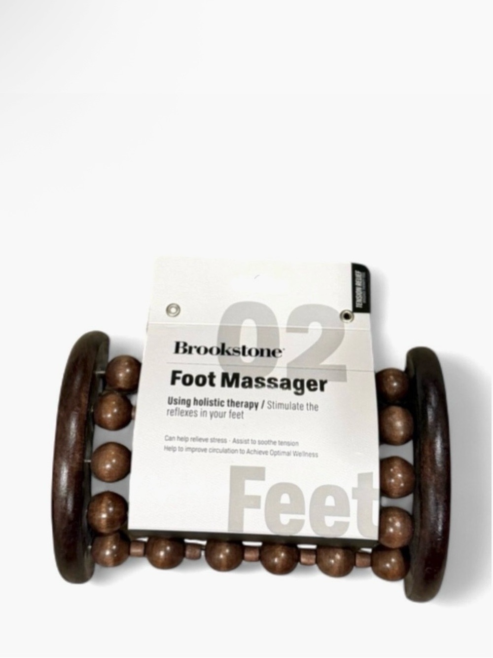 Brookstone Brown Wooden Holistic Foot Massager [NWT]